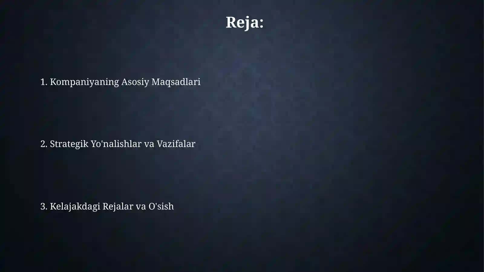 Kompaniyaning Asosiy Maqsadlari 2