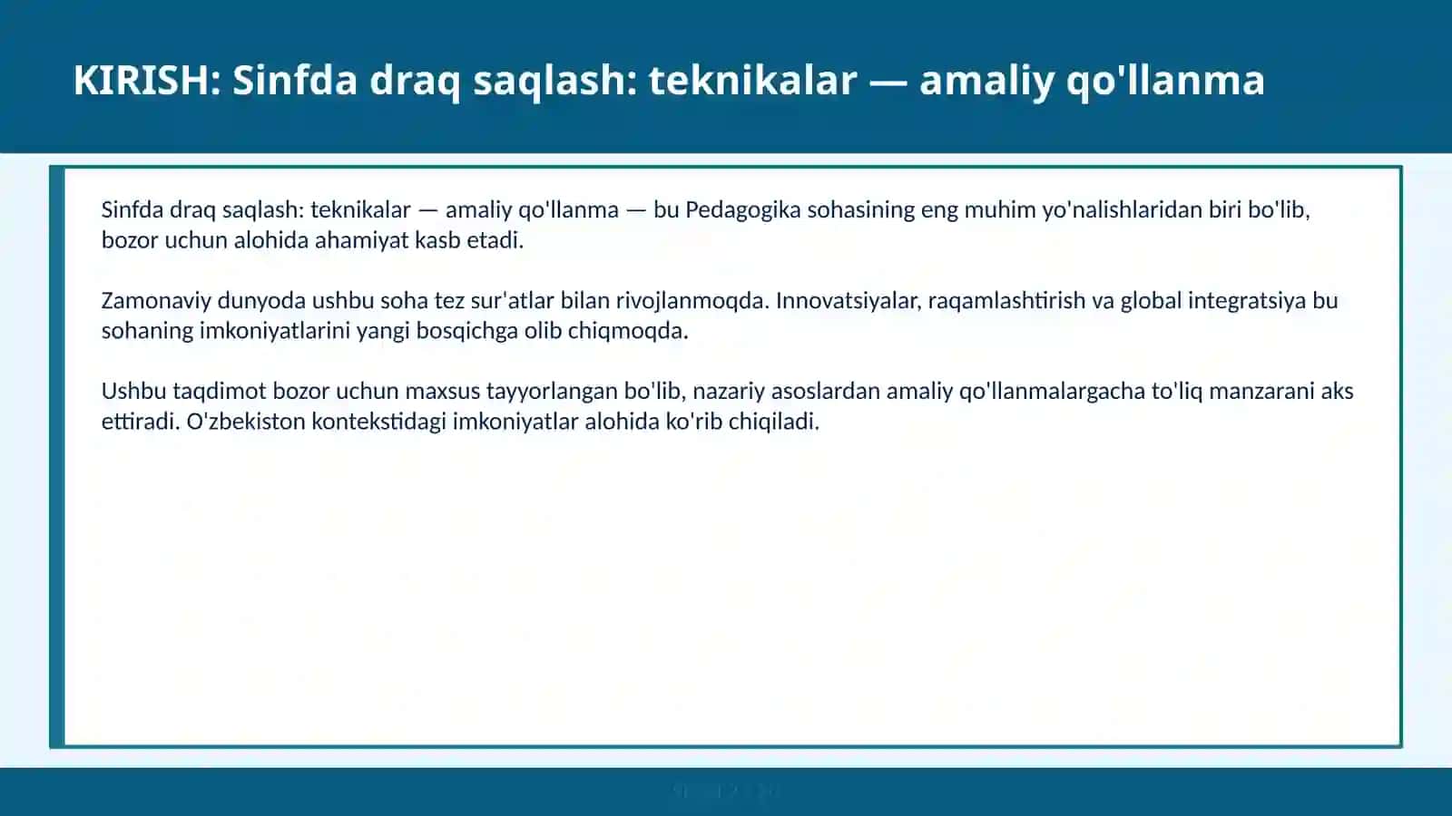 Sinfda draq saqlash: teknikalar — amaliy qo'llanma 2