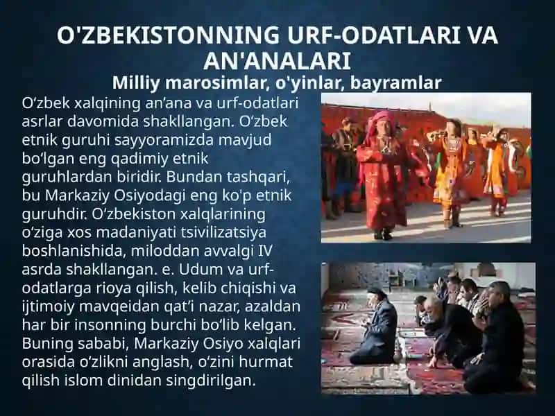 O'zbekistonning urf-odatlari va an'analari 2