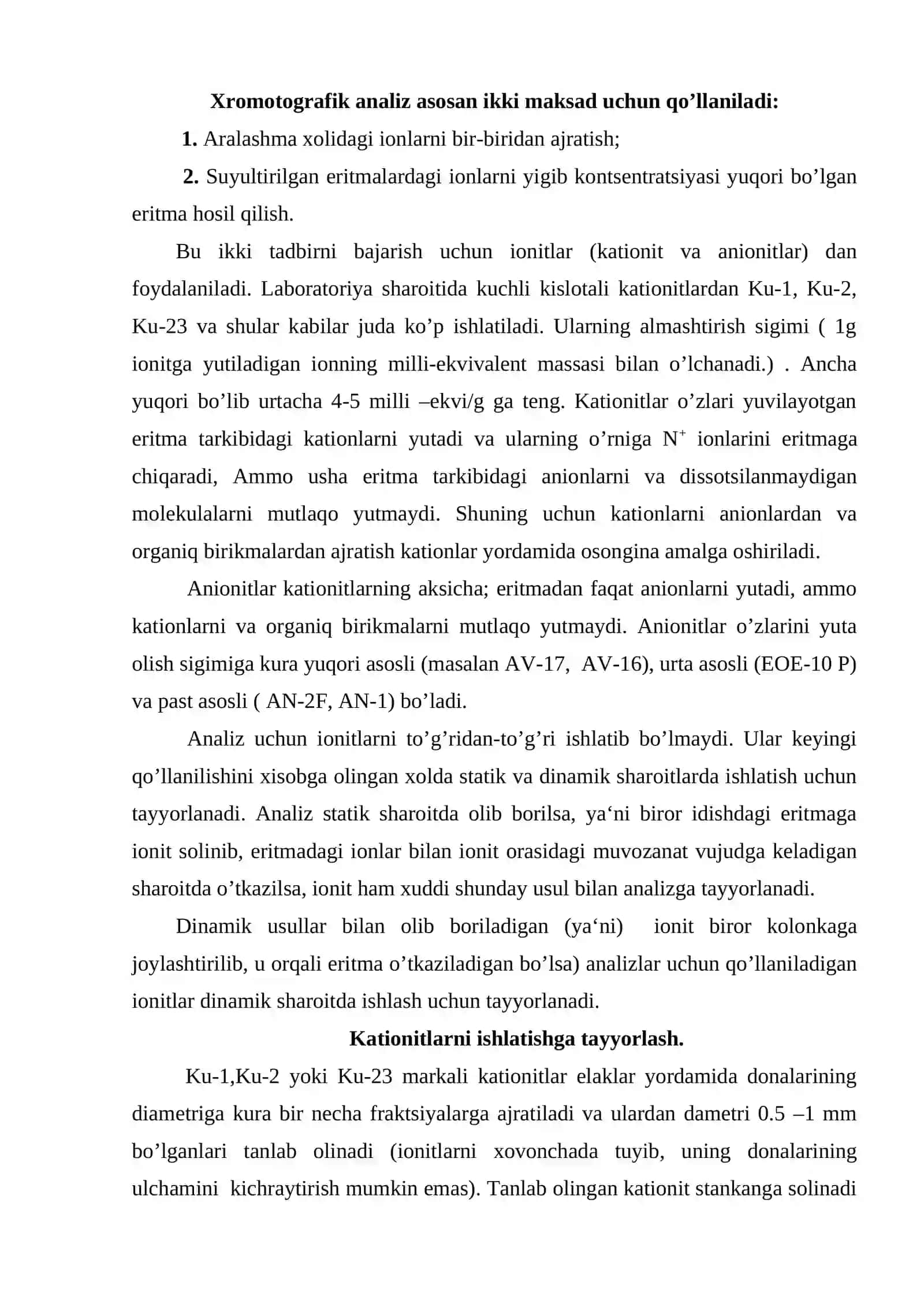 Xromatografik va elektrometrik analiz usullari 2