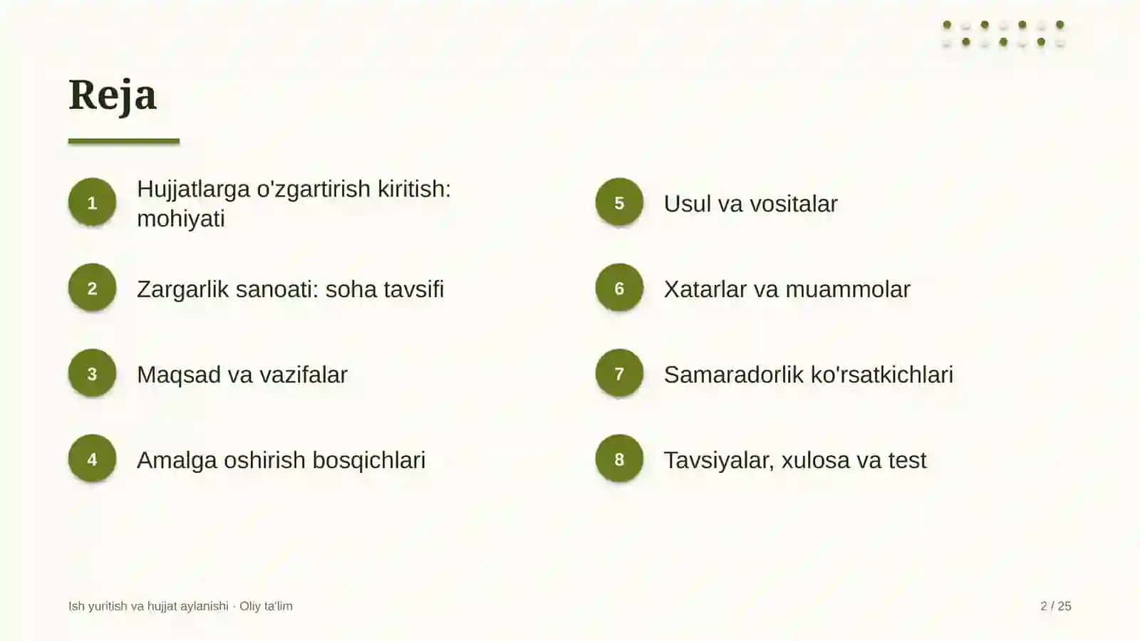 zargarlik sanoatida hujjatlarga o'zgartirish kiritish tartibi 5401 2