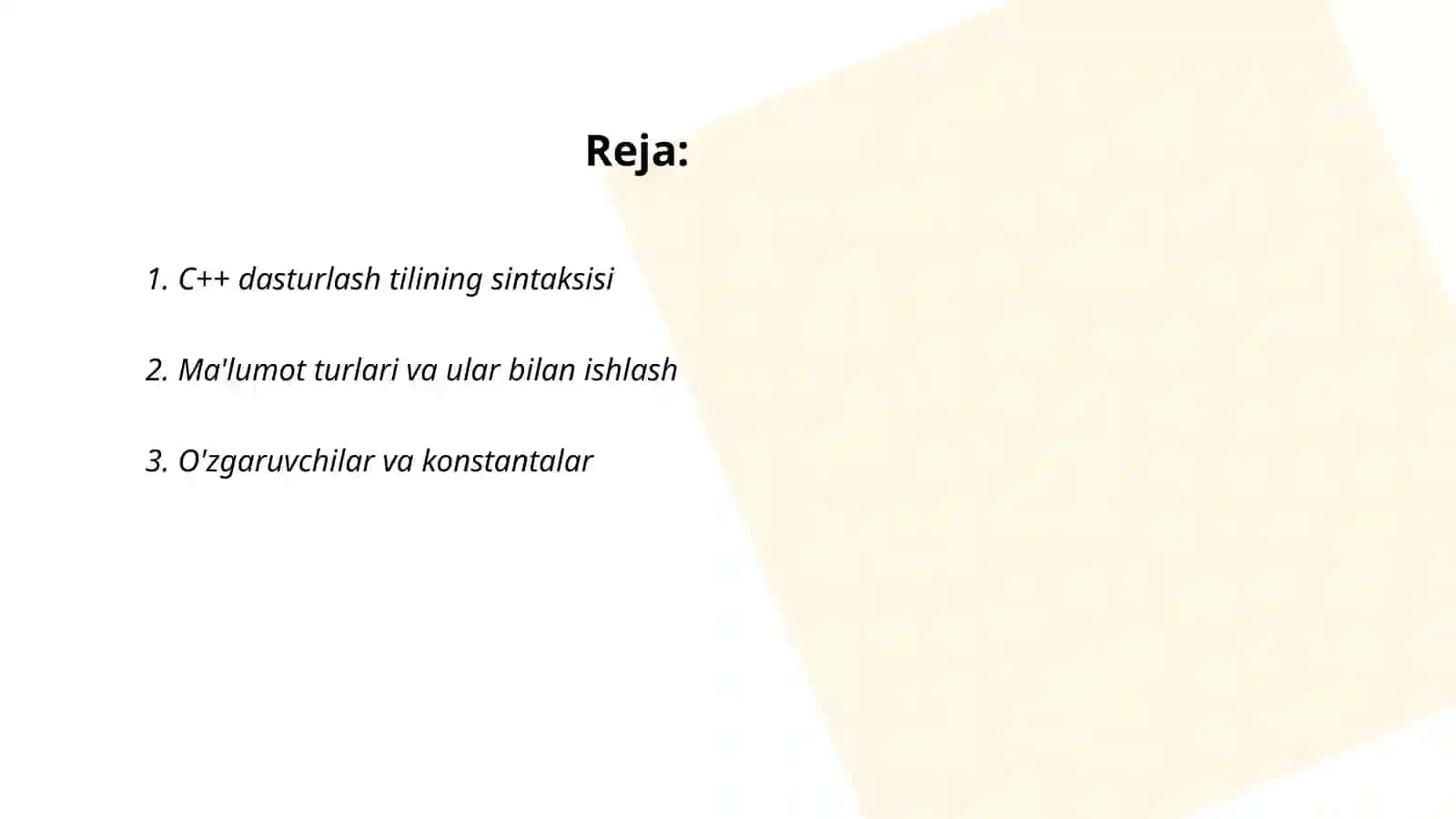 C++ dasturlash tili strukturasi va dasturlash tilining leksemasi 2