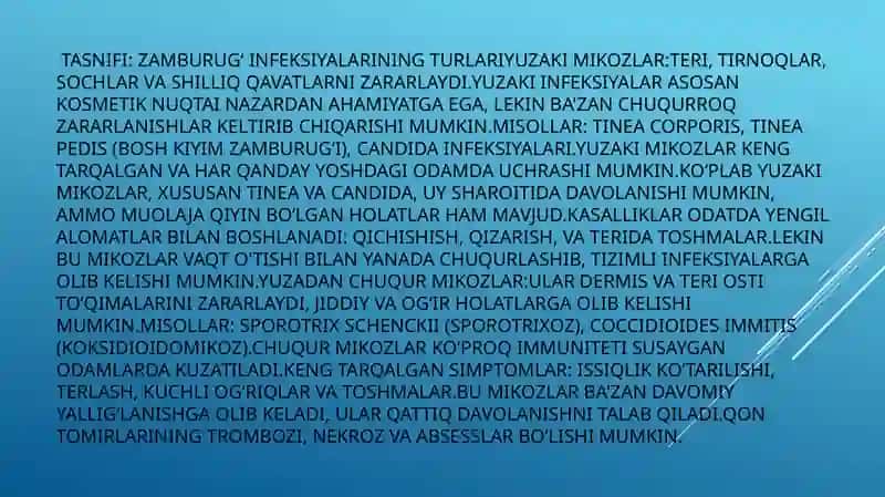 Zamburug'li infeksiyalarning umumiy tarifi 2