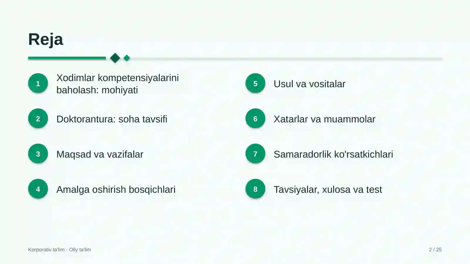 Xodimlar kompetensiyalarini baholash: mohiyati 2