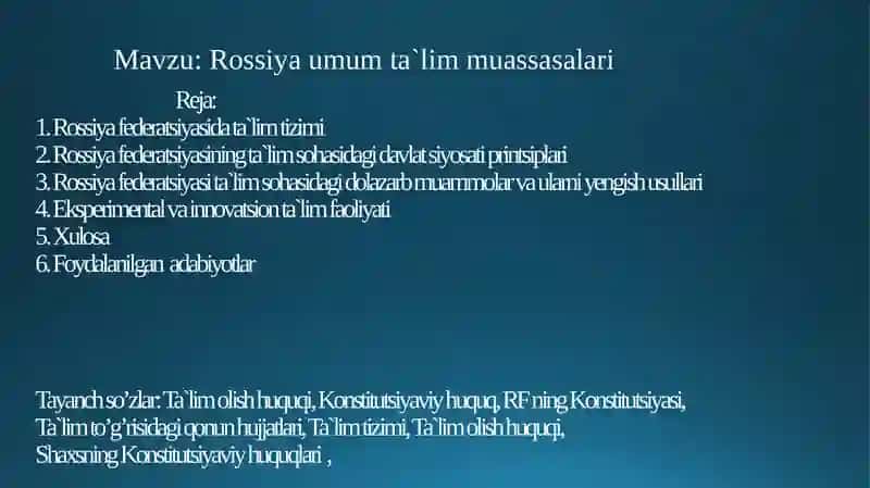 Mustaqil ish "Ta`lim menejmenti" fani bo'yicha reja 2