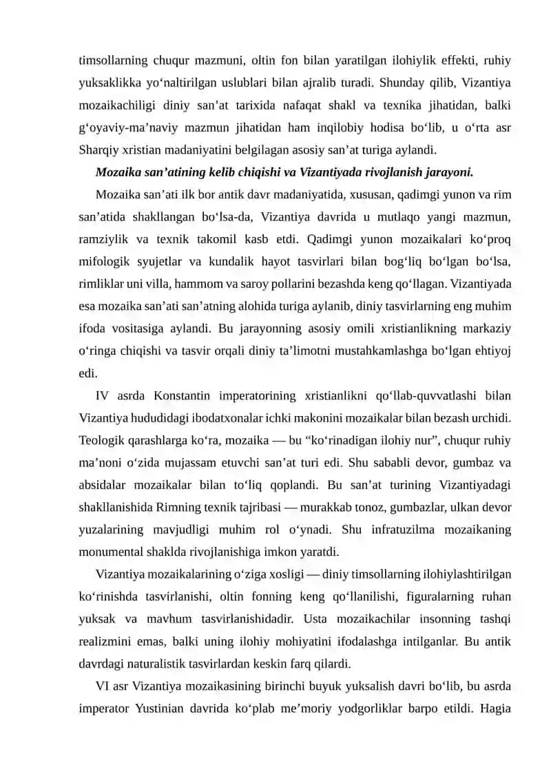 VIZANTIYA MOZAIKA SAN’ATI VA DINIY TIMSOLLARI 2