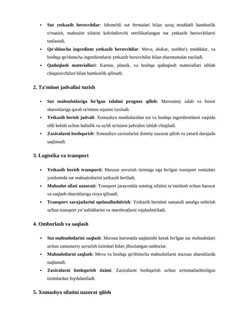 Xomashyo ta'minoti jarayonini simulyatsiya qilish. Ma'lumotlarni boshqarish va analiz qilish 2