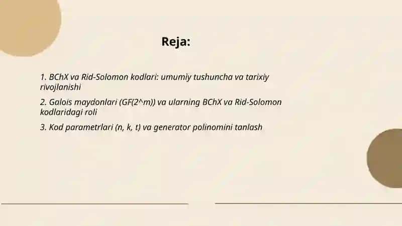 BChX va Rid-Solomon kodlari 2