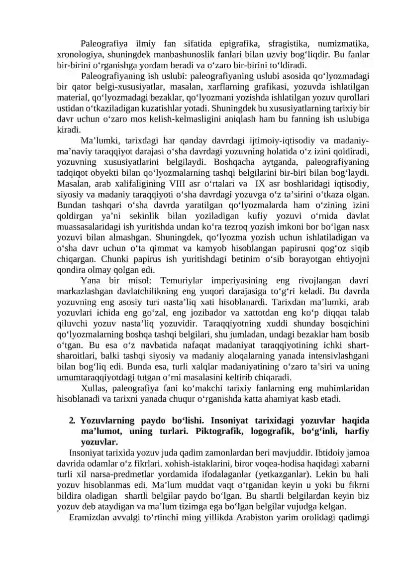Paleografiyа. Insoniyat tarixidagi qadimgi yozuvlar 2