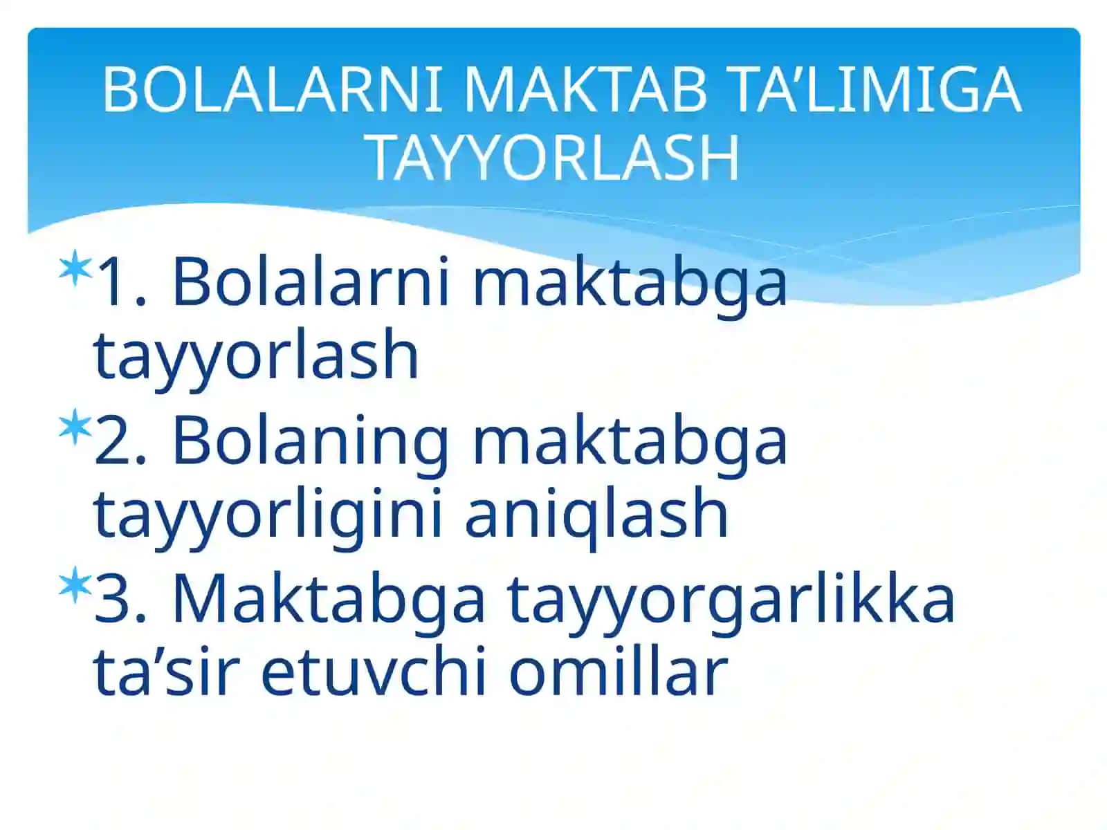 Bolalarni maktab taʼlimiga tayyorlash 2