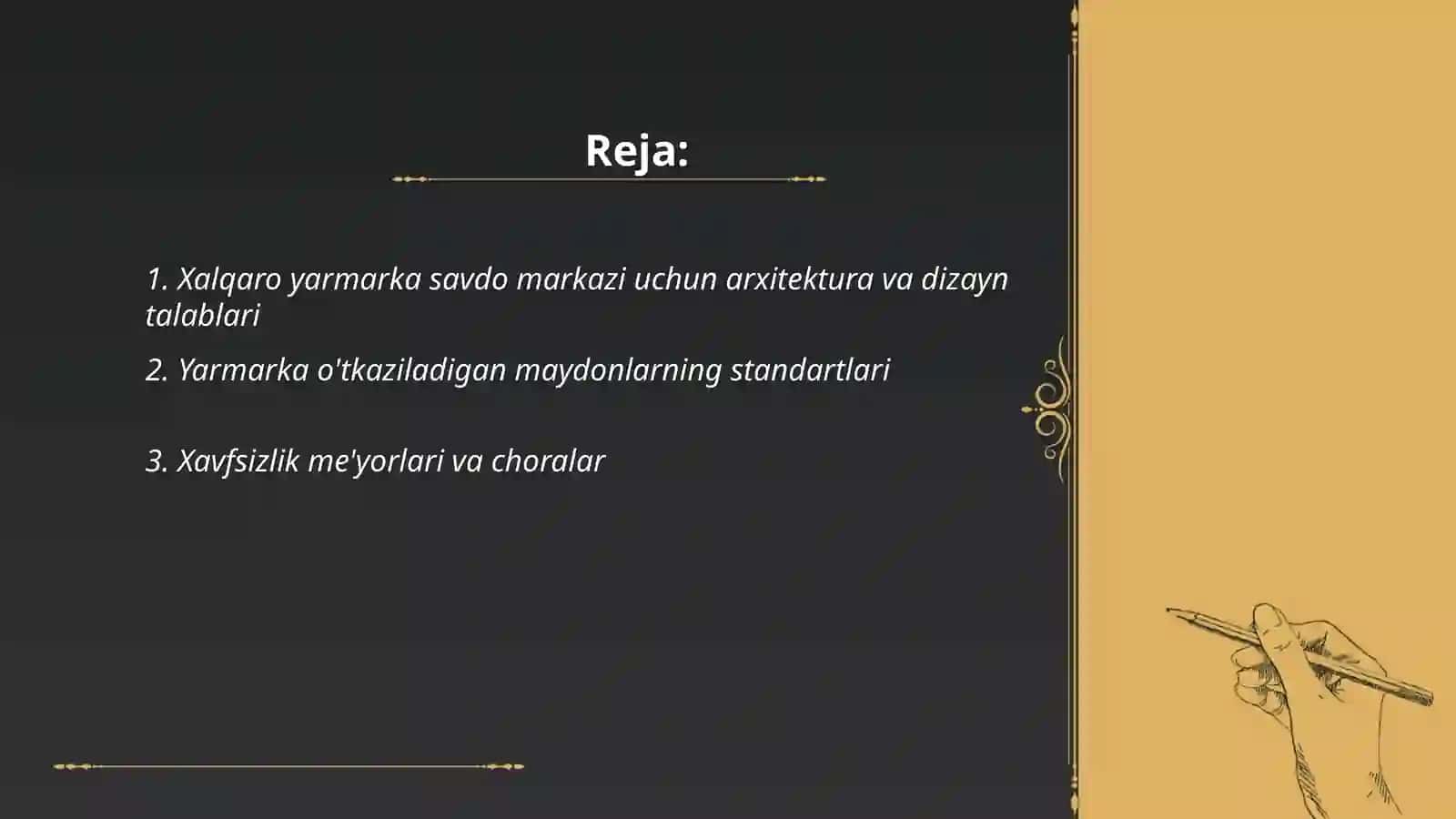 Xalqaro yarmarka savdo markazi uchun arxitektura va dizayn talablari 2