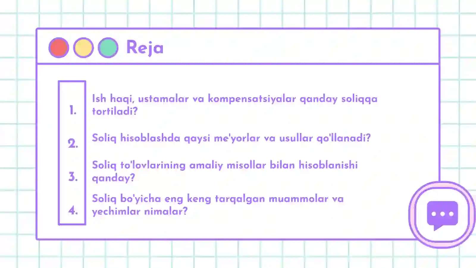 Mehnat daromadlarining soliqqa tortilishi ish haqi, ustamalar va kompensatsiyalar bo‘yicha hisob-kitoblarMehnat daromadlarining soliqqa tortilishi ish haqi, ustamalar va kompensatsiyalar bo‘yicha hisob-kitoblar 2