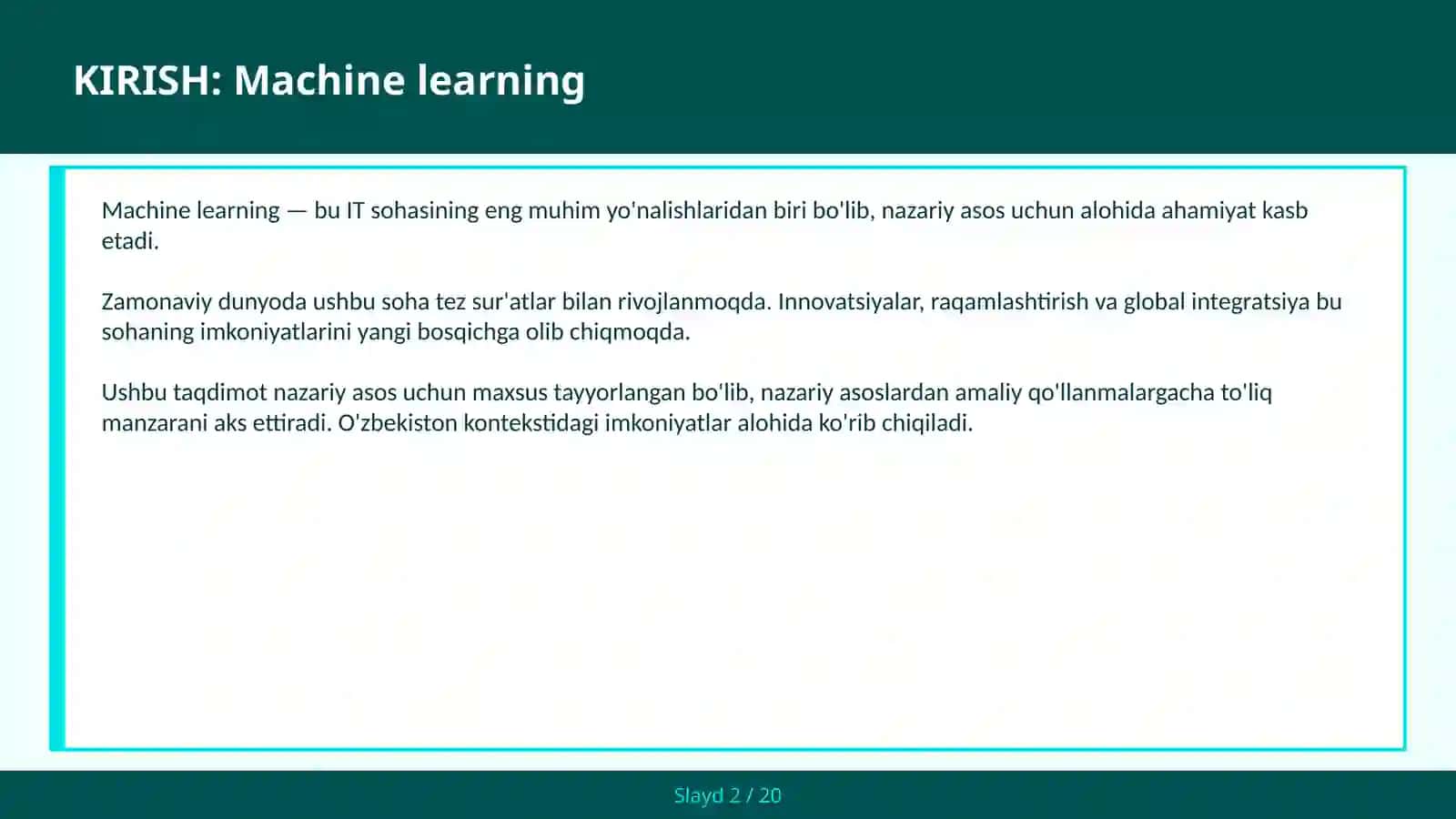 Machine Learning 2