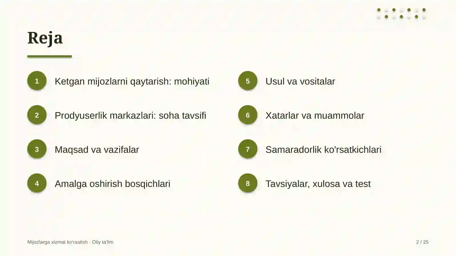 prodyuserlik markazlarida ketgan mijozlarni qaytarib jalb etish 1005 2