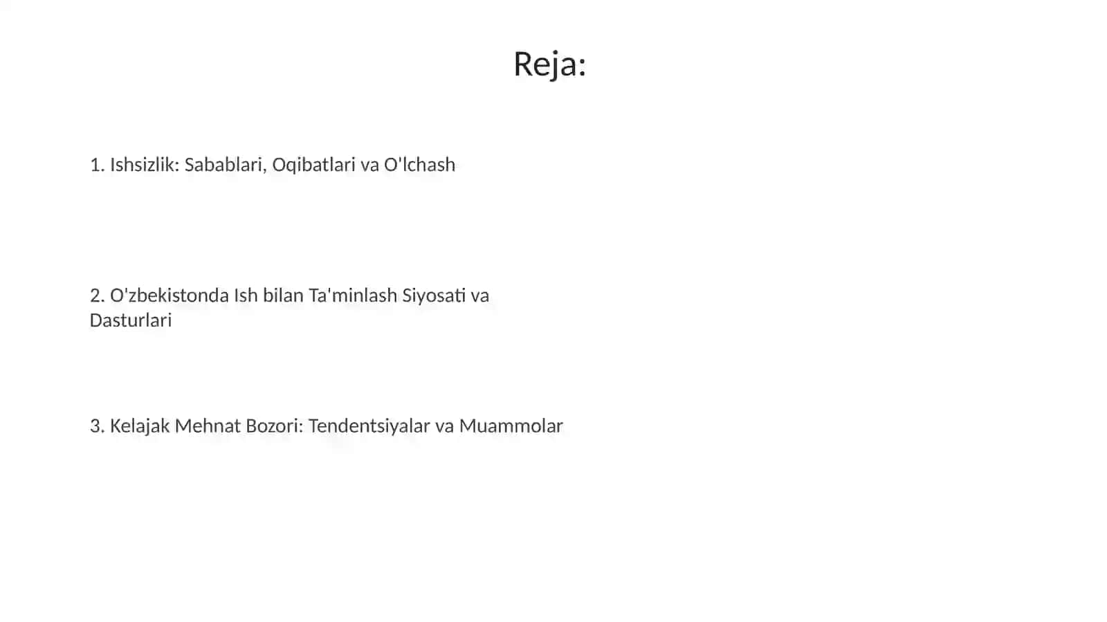 Ishsizlik va bandlik muommolari 2