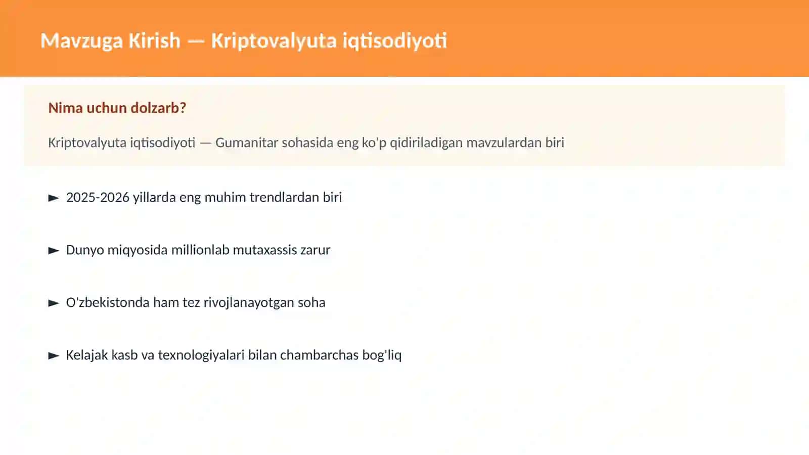 Kriptovalyuta iqtisodiyoti 2