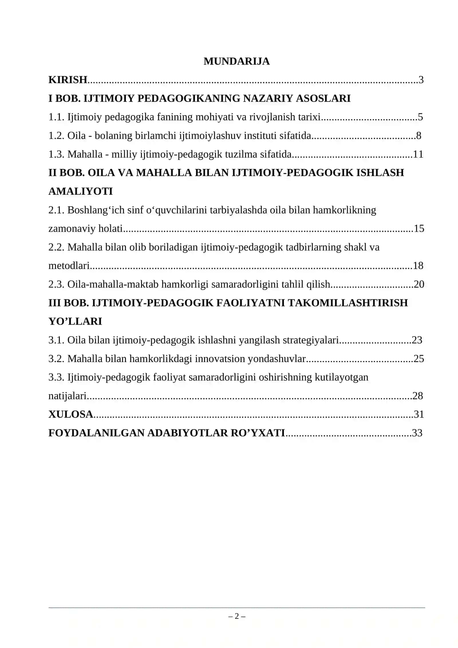OILA, MAHALLA BILAN OLIB BORILADIGAN IJTIMOIY PEDAGOGIK FAOLIYAT 2
