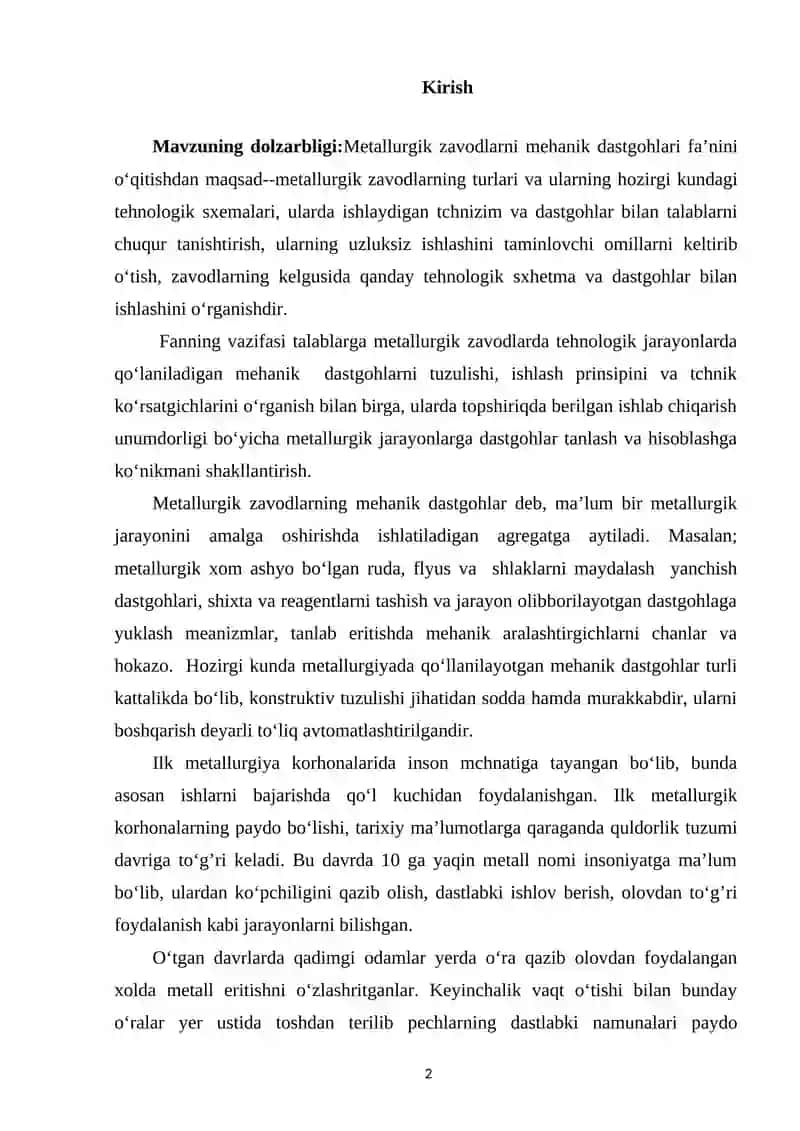 O‘zbekiston metallurgiya tarmog‘ining rivojlanish istiqbollari 2