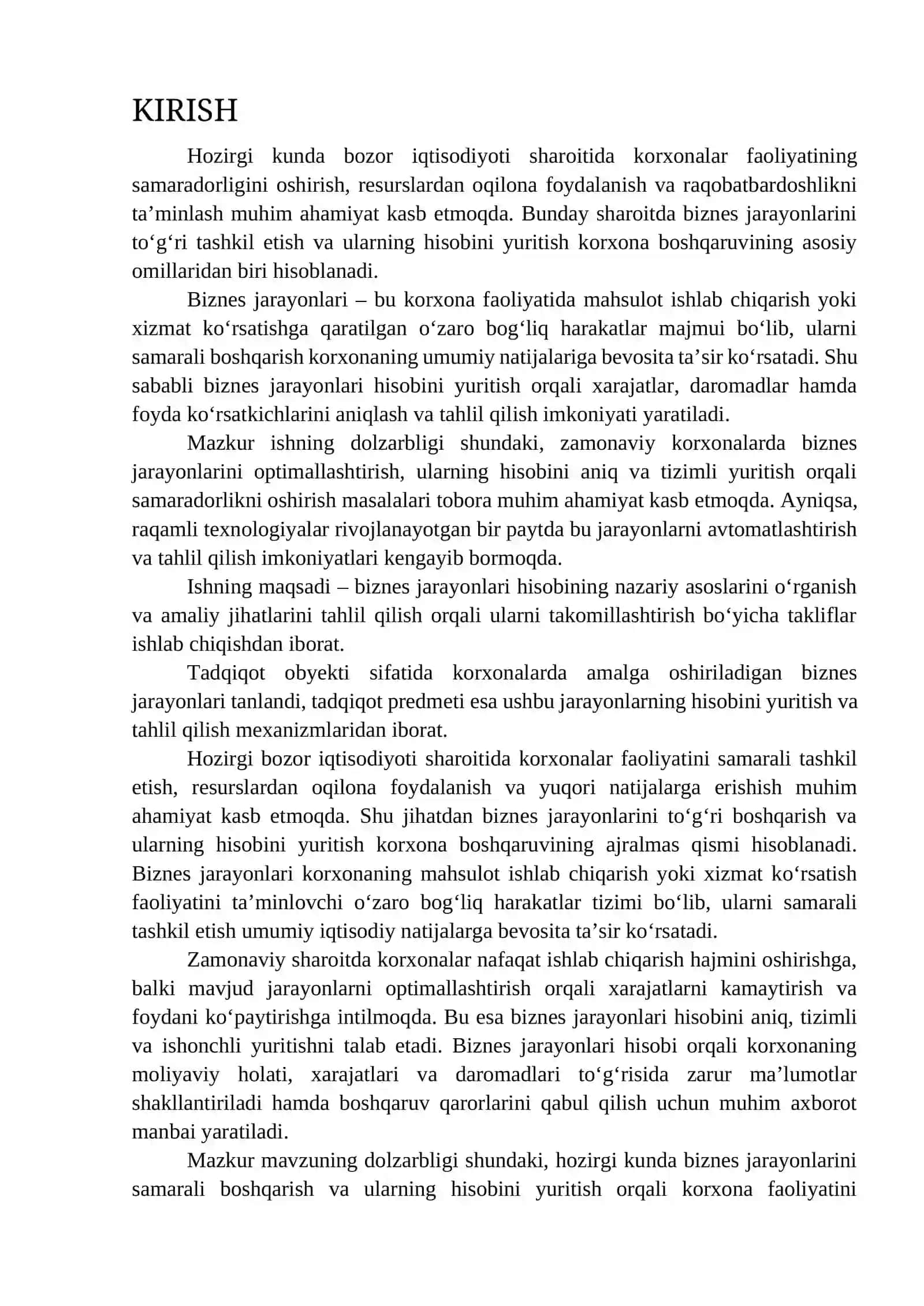 Biznes jarayonlari xisobi 2