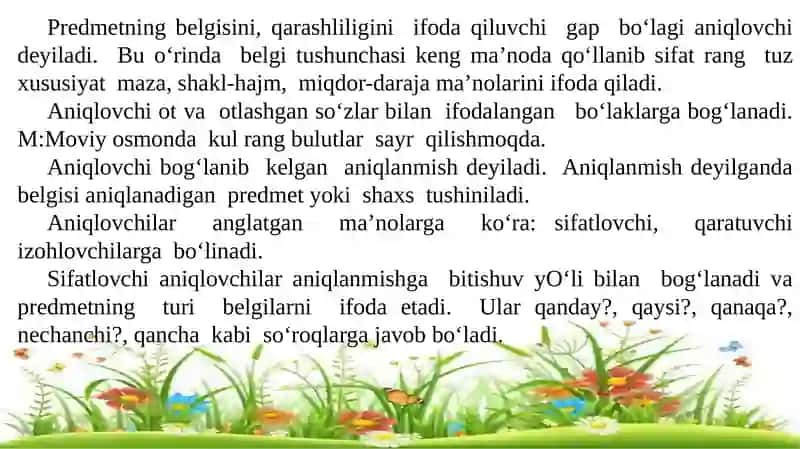 Aniqlоvchi ta’rifi va tasnifi 2