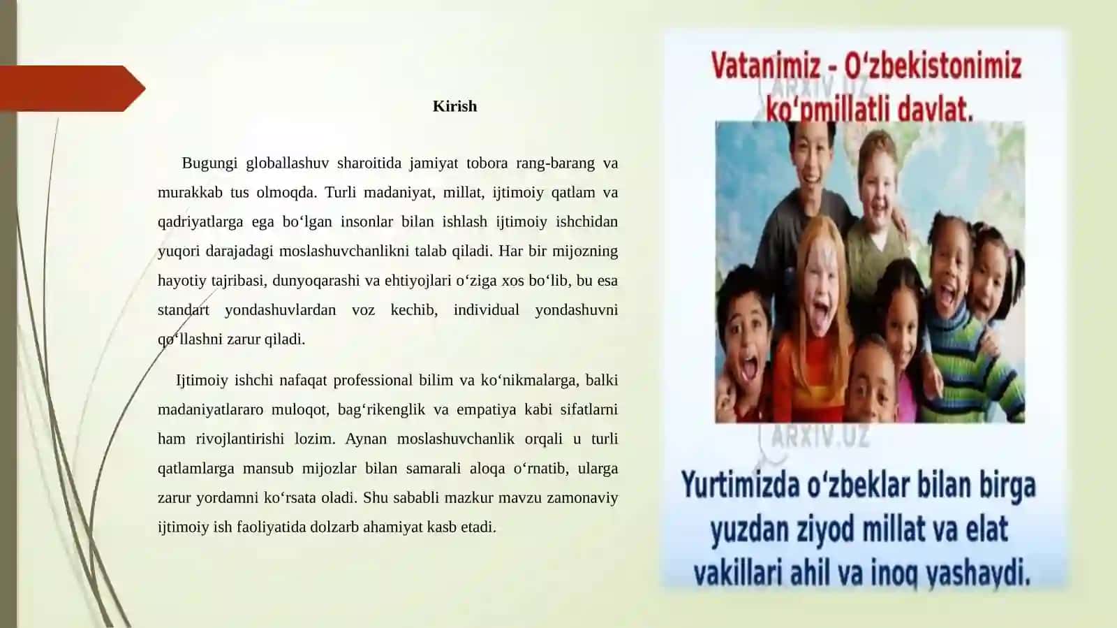 Turli madaniyat va qatlamlarga mansub bo’lgan mijozlar bilan ishlashda ijtimoiy ishchining moslashuvchanligi 2