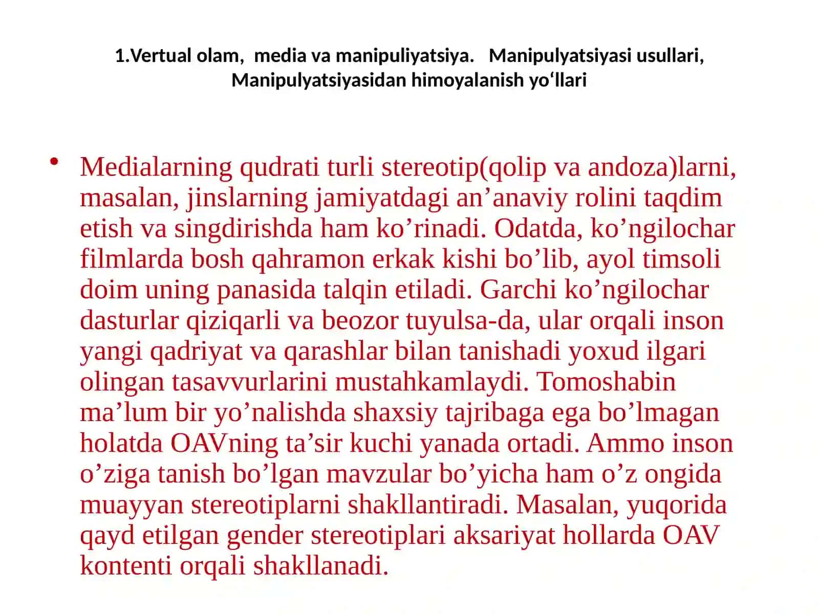 Vertual olam, media va manipuliyatsiya. Manipulyatsiya usullari, Manipulyatsiyadan himoyalanish yo‘llari 2