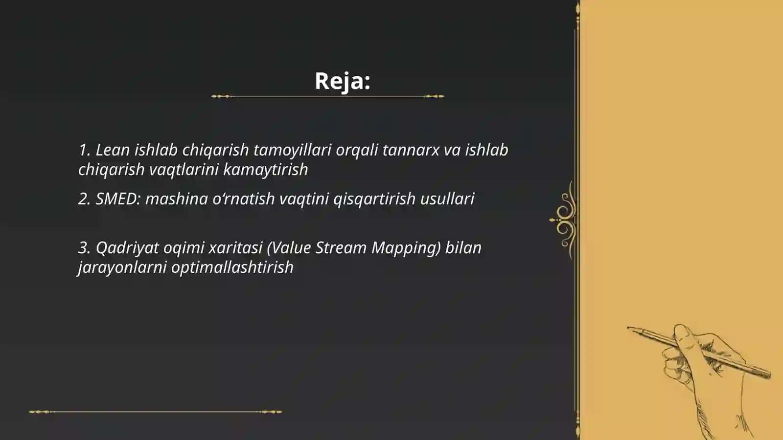 Tannarxishlab chiqarish vaqtlarini kamaytirish vositasi 2