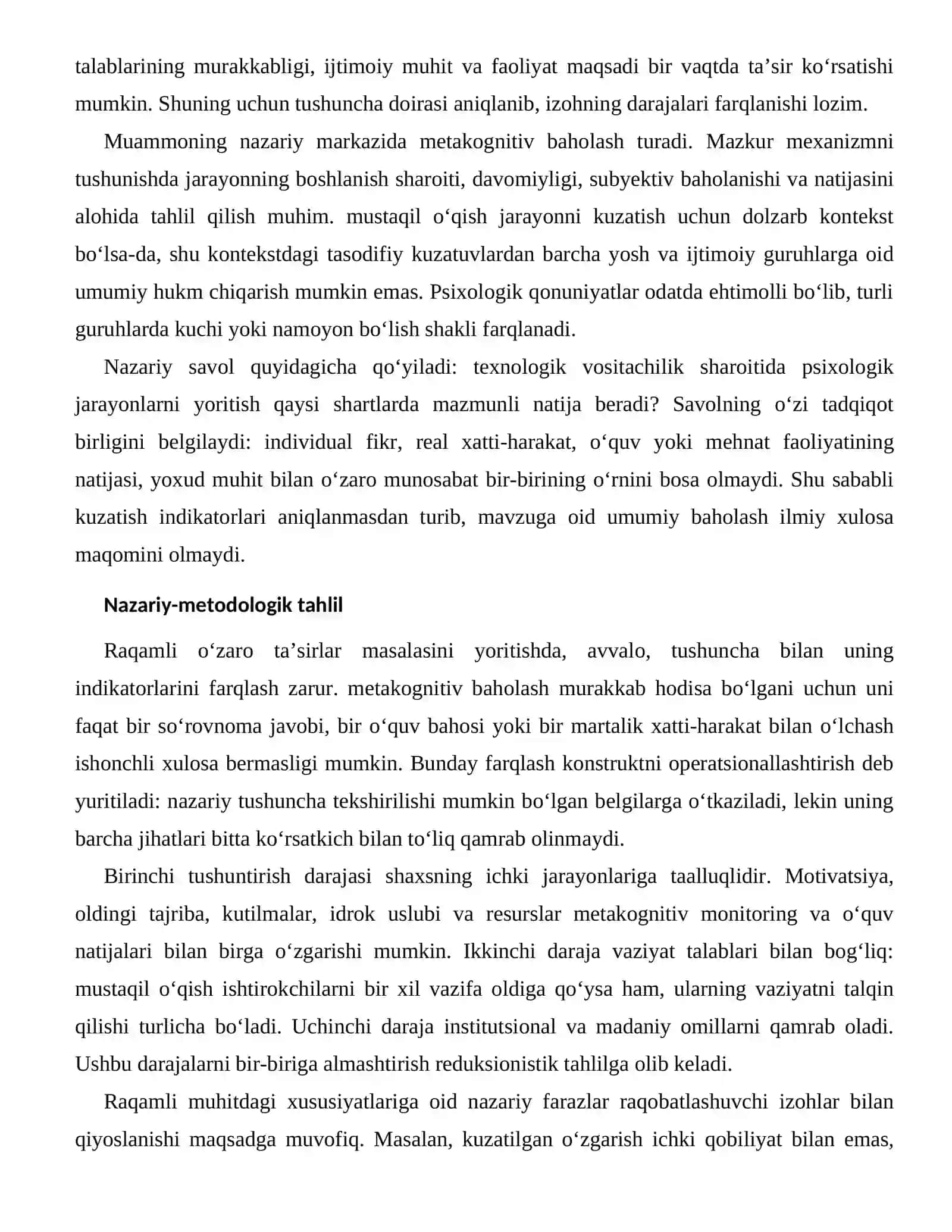 METAKOGNITIV MONITORING VA O‘QUV NATIJALARI — RAQAMLI MUHITDAGI XUSUSIYATLARI 2