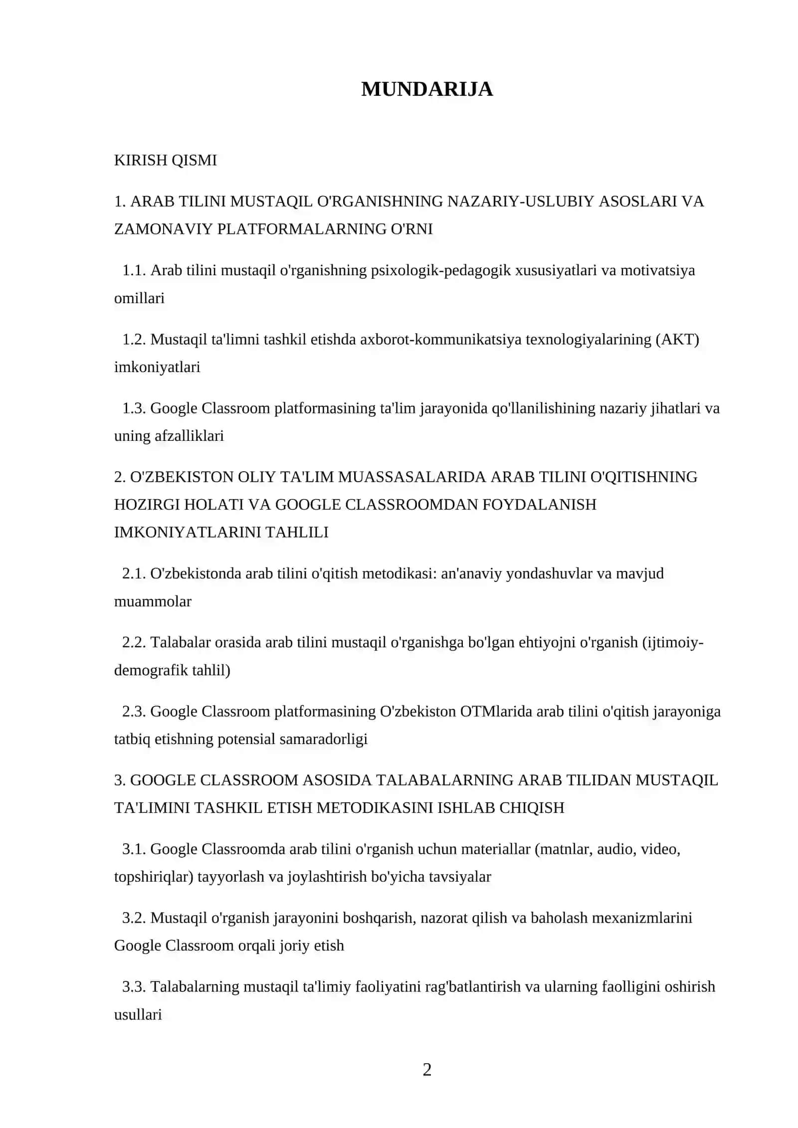 Google classroom asosida talabalarning arab tilidan mustaqil ta’limini tashkil etish metodikasini yaratish 2