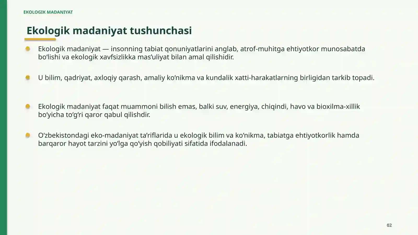 EKOLOGIK MADANIYAT 2