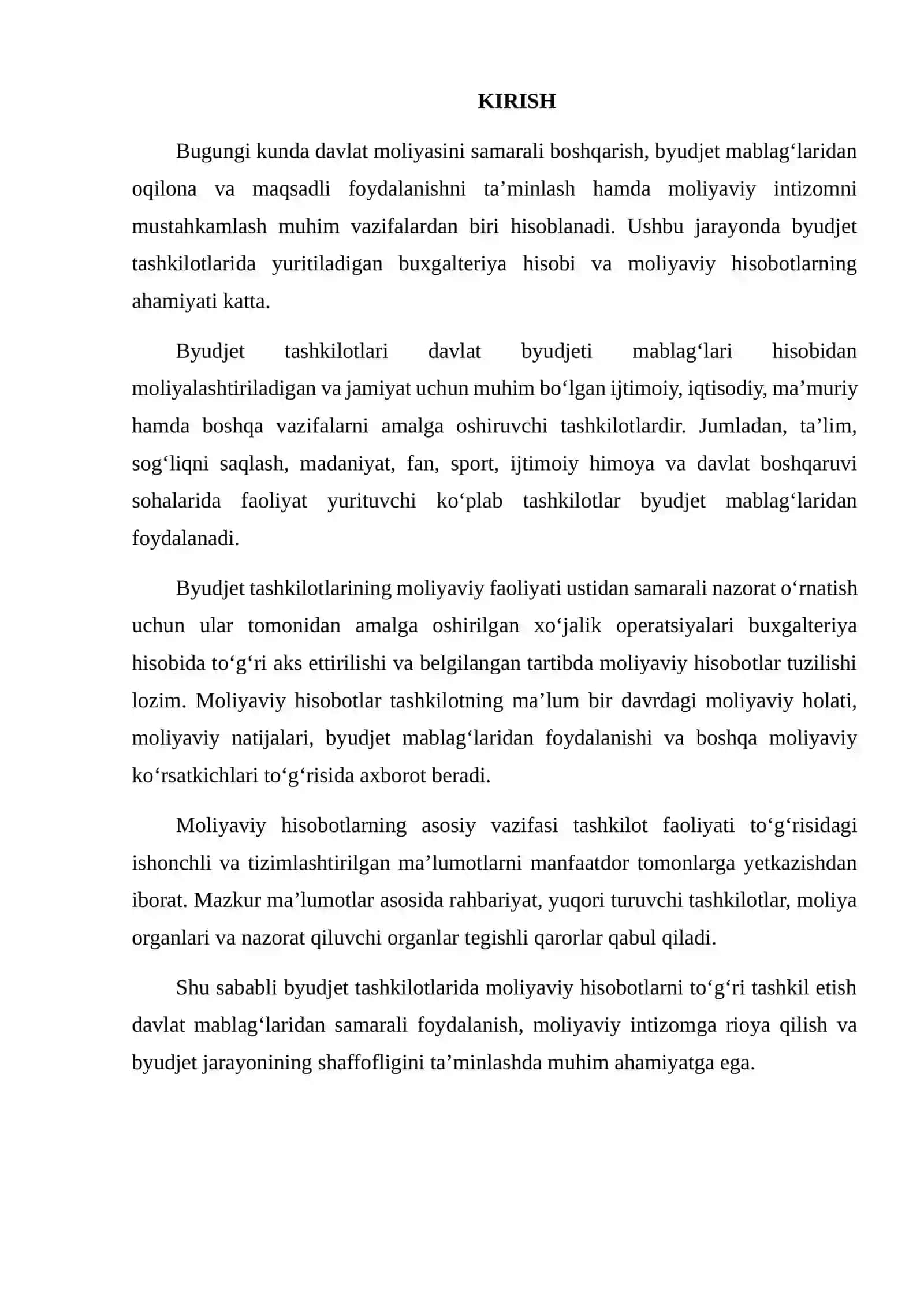 BYUDJET TASHKILOTLARIDA MOLIYAVIY HISOBOTLAR 2