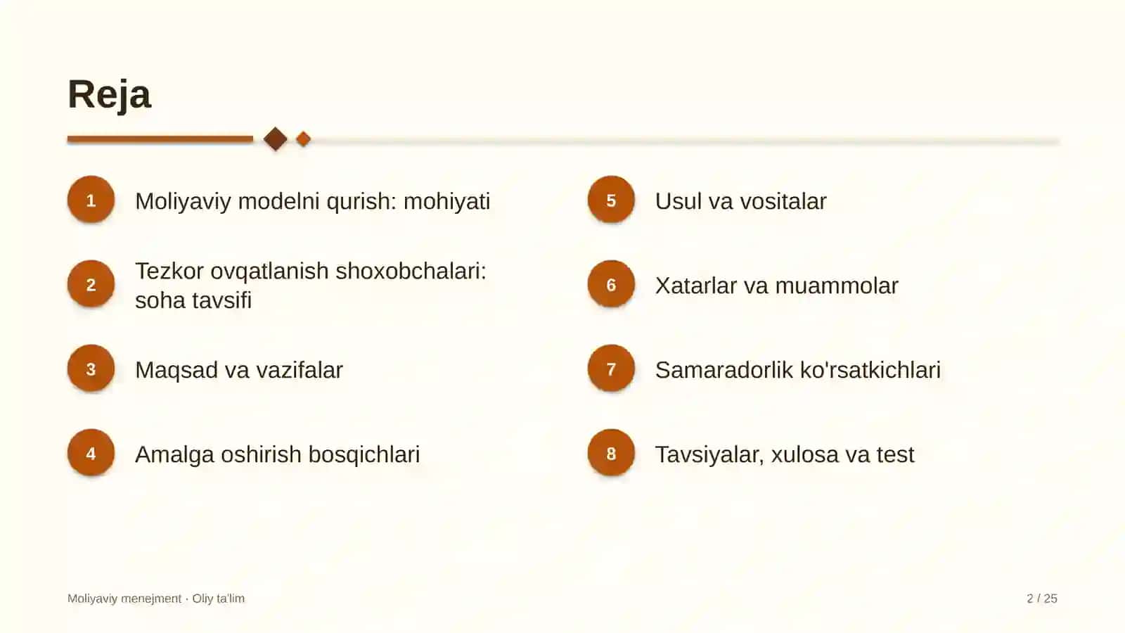 tezkor ovqatlanish shoxobchalarida moliyaviy modelni qurish 3217 2