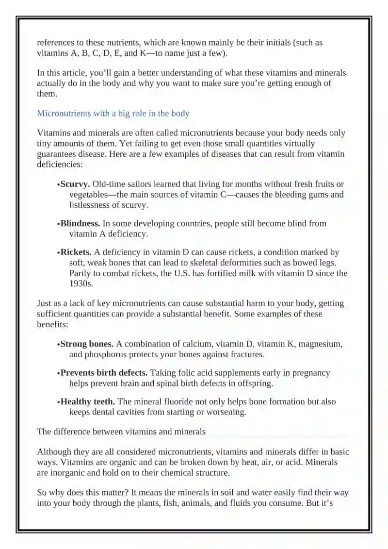 Vitamins and Minerals 2
