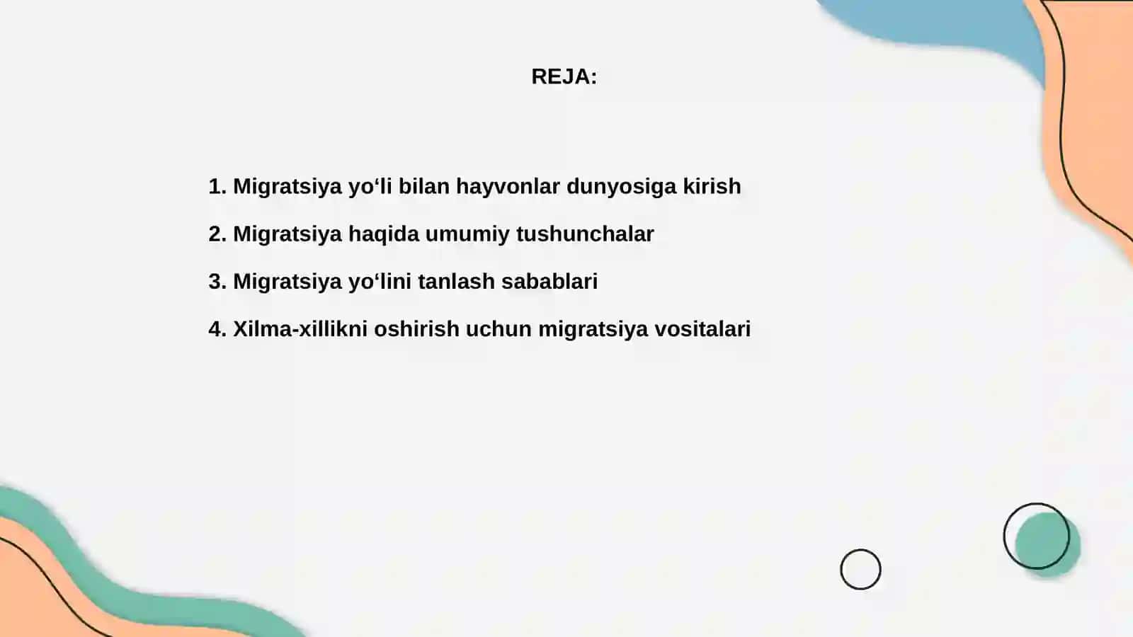 Migratsiya yo'li bilan hayot kechiruvchi hayvonlarni xilma xilligini o'rganish 2