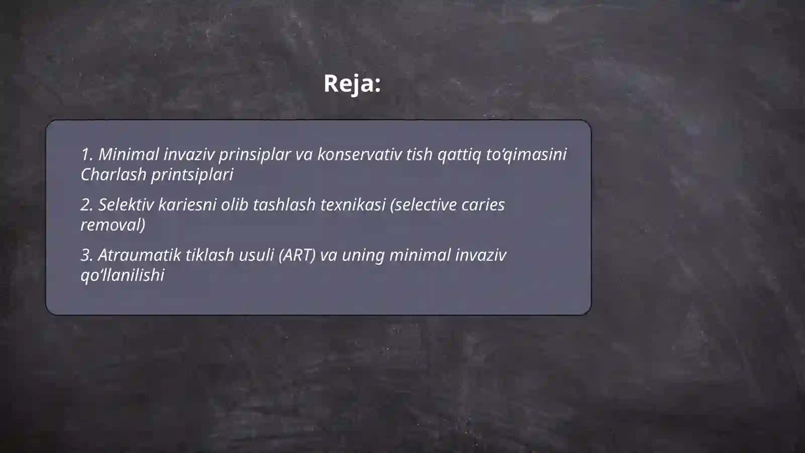 Tish qattiq to'qimasini Charxlashning minimal invaziv usulllar 2