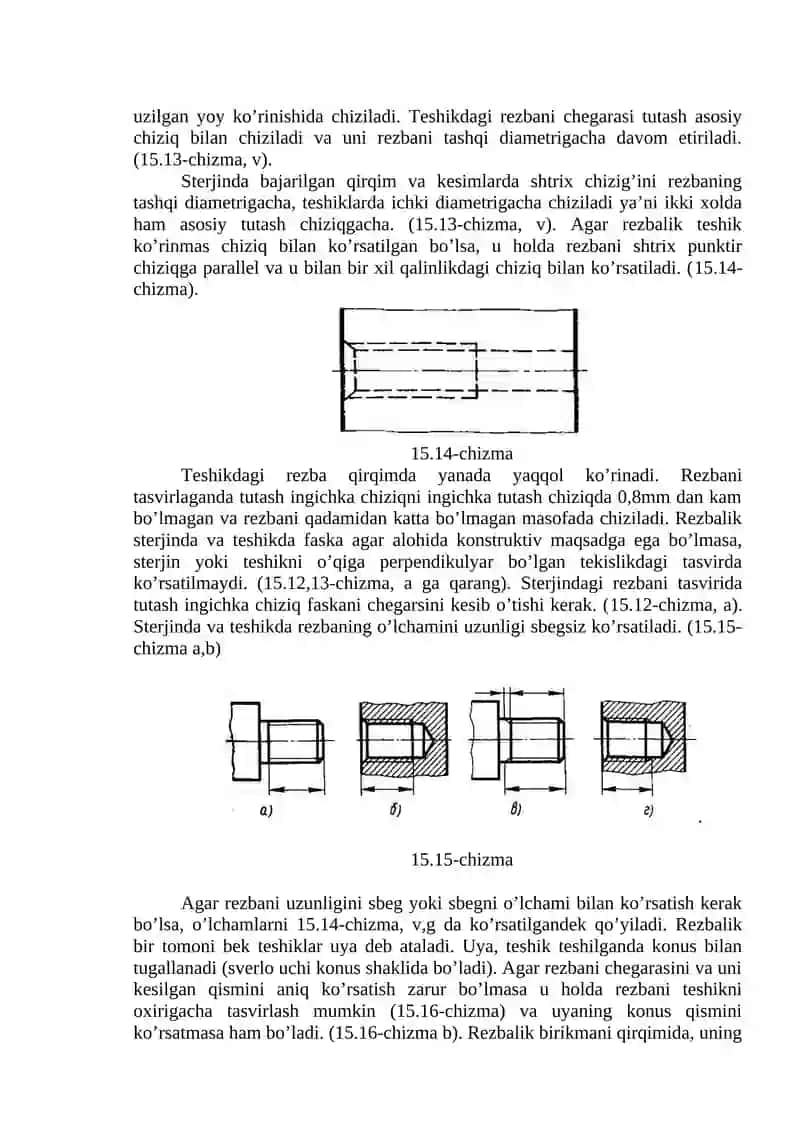Rezbalarni chizmada tasvirlash 2