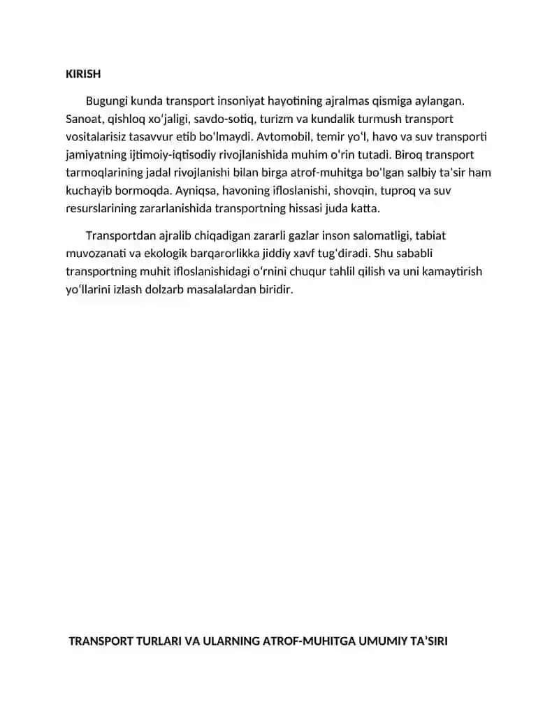 MUHIT IFLOSLANISHIDA TRANSPORTNING O‘RNI 2