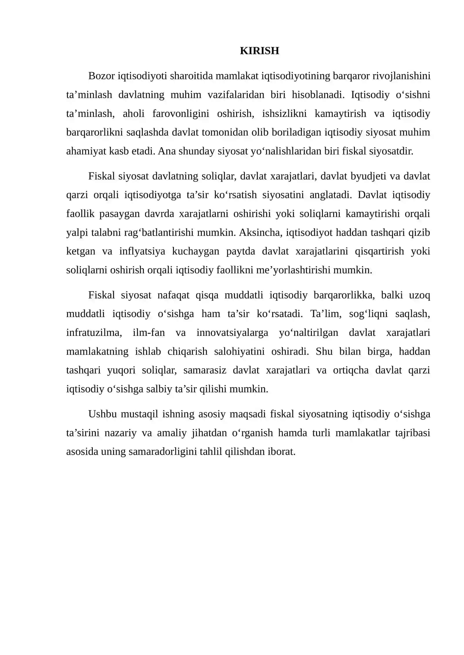 FISKAL SIYOSATNING IQTISODIY O‘SISHGA TA’SIRINI MAMLAKATLAR MISOLIDA O‘RGANISH 2