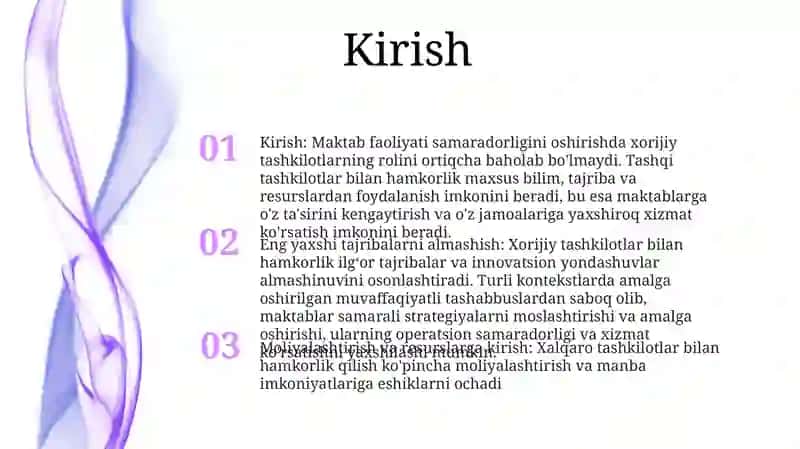 Maktabning Xorijiy Tashkilotlar Bilan Hamkorlik Ishlarini Samaradorligini Oshirish 2