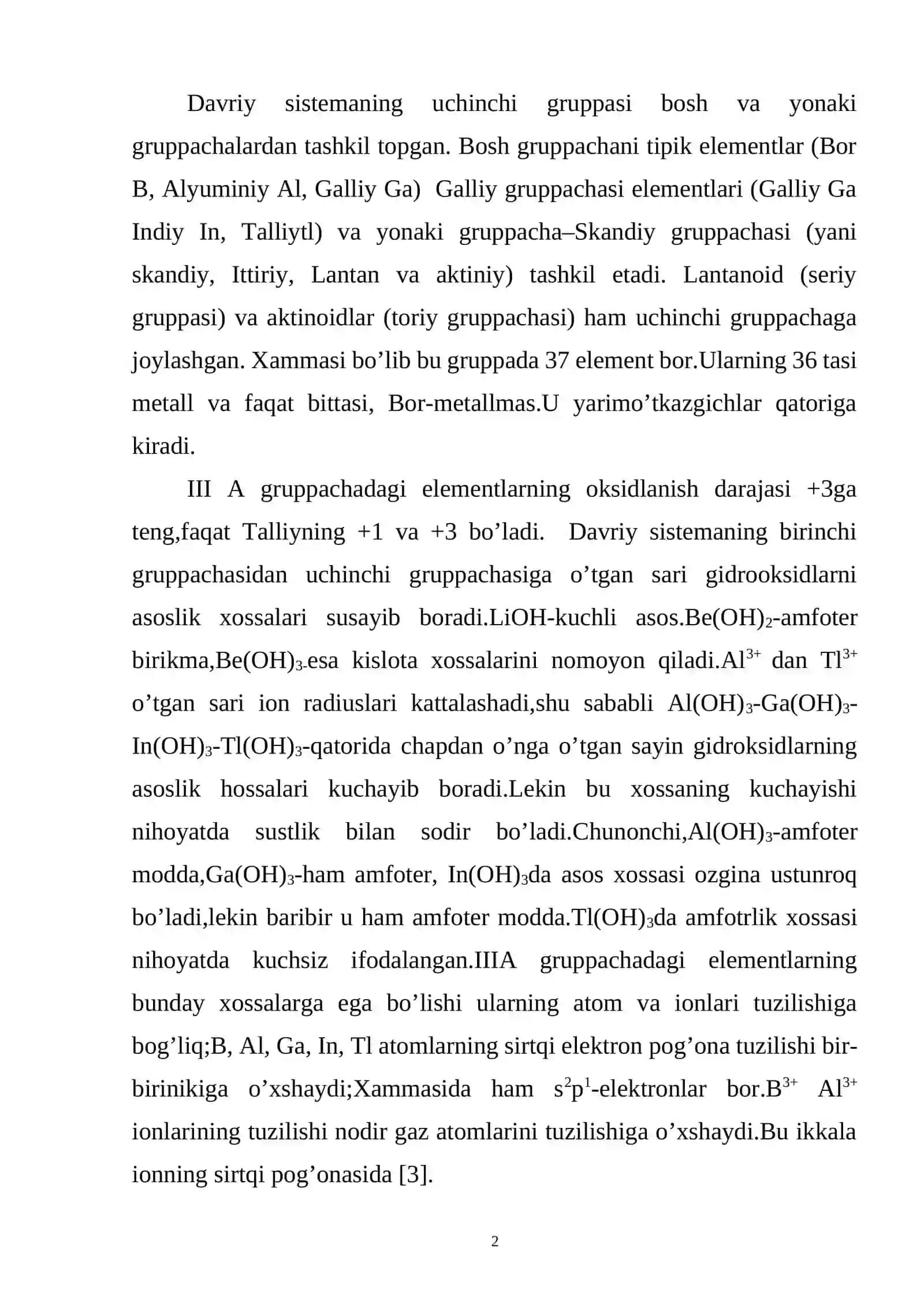 OKSIDLAR VA ASOSLARNING OLINISHI, XOSSALARI VA ISHLATILISHI 2