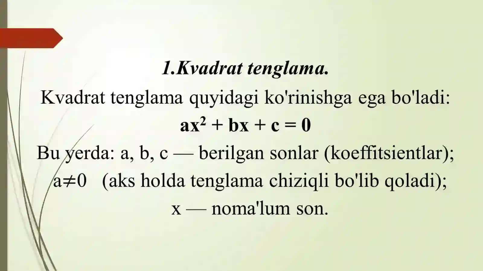 KVADRAT TENGSIZLIK VA UNING YECHIMI 2