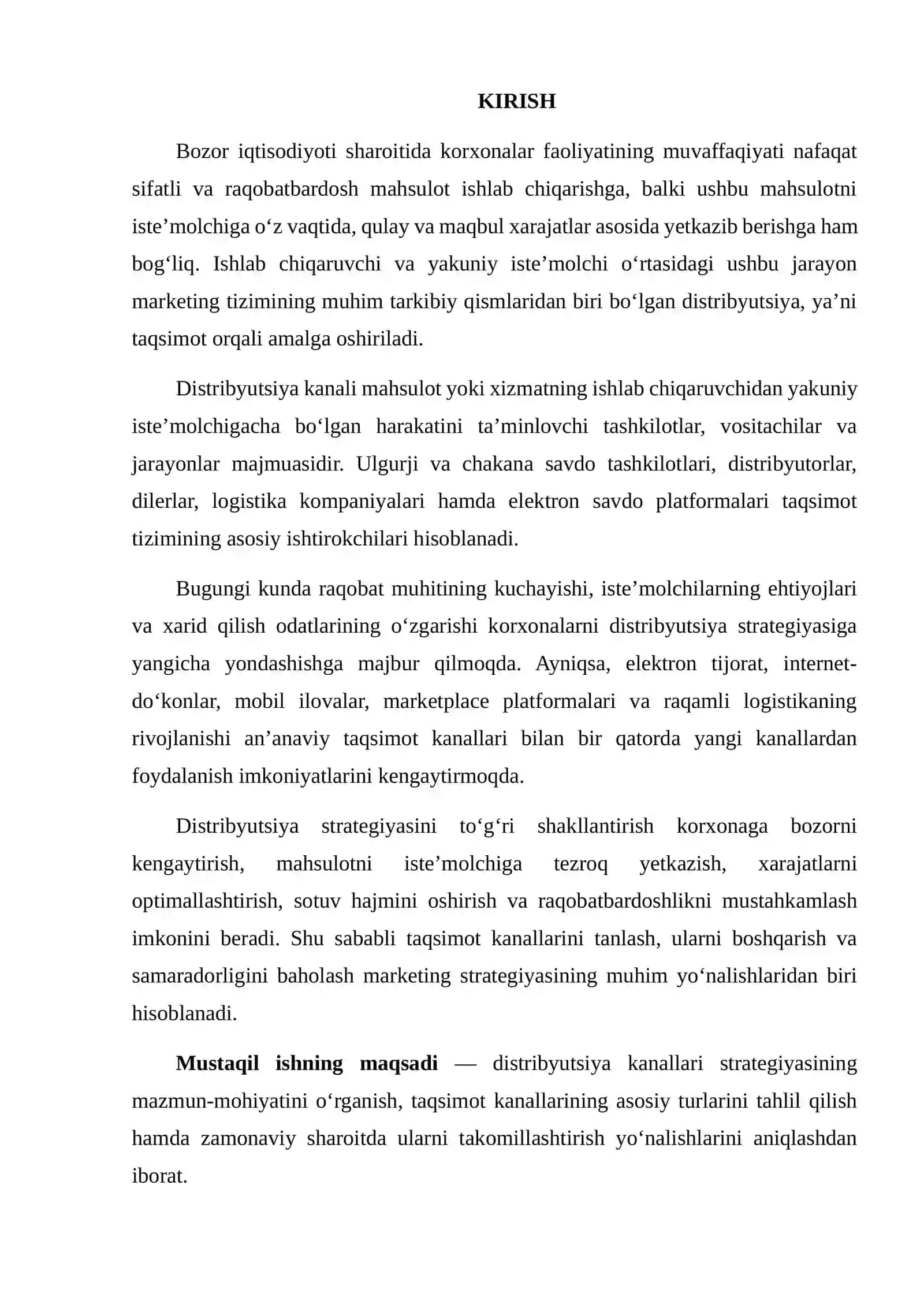 DISTRIBYUTSIYA (TAQSIMOT) KANALLARI STRATEGIYASI 2