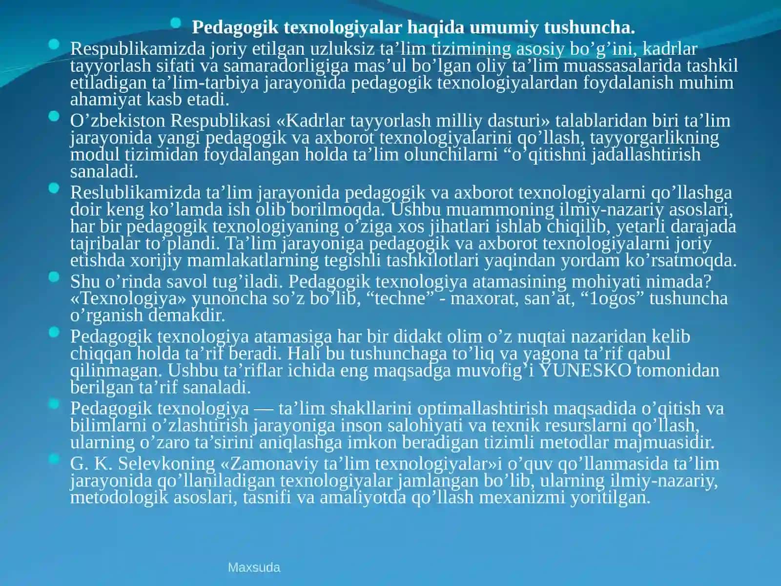 Pedagogik texnologiyalar haqida umumiy tushuncha 2
