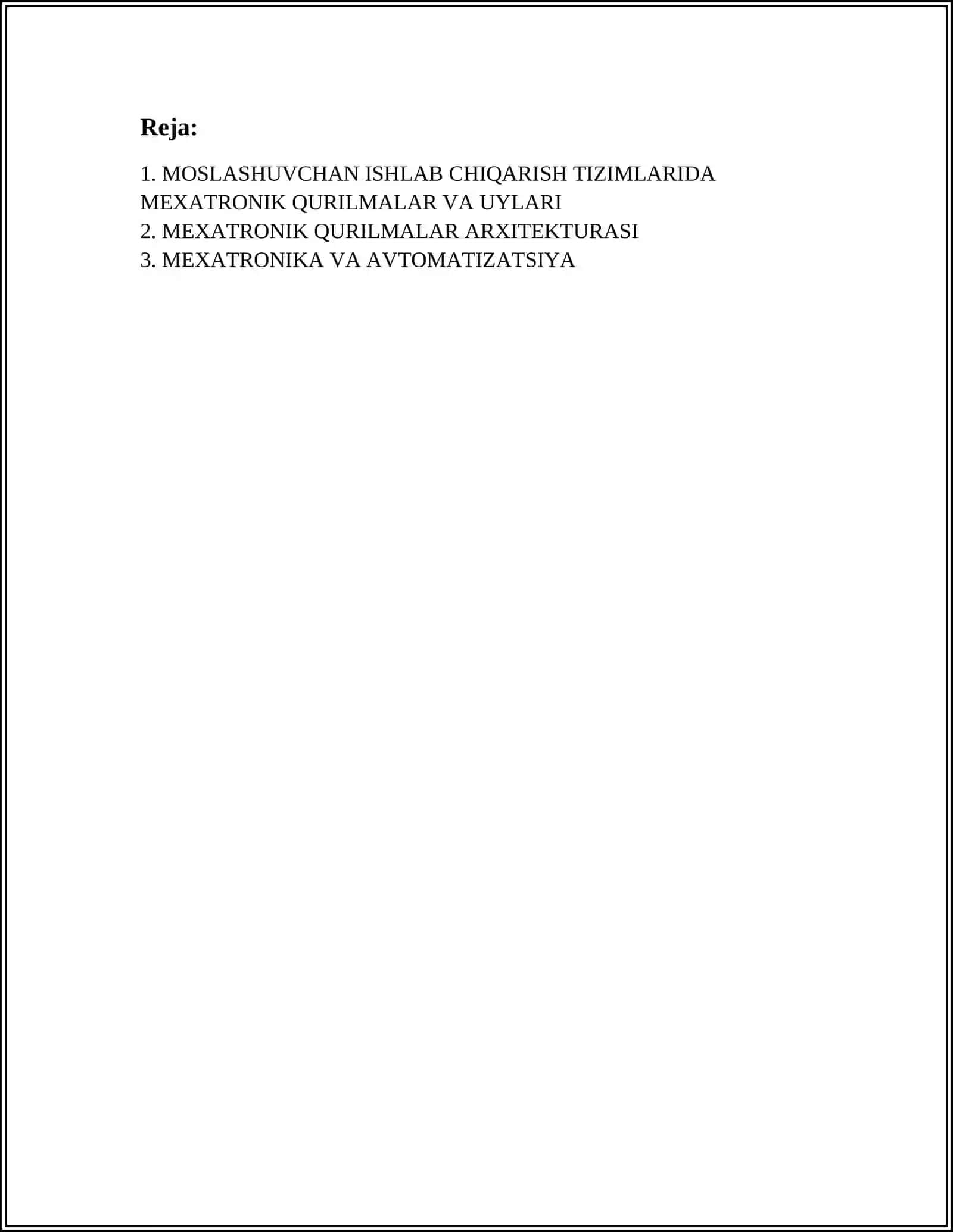 Moslashuvchan ishlab chiqarish tizimlarida mechatronik qurilmalar va uylari 2