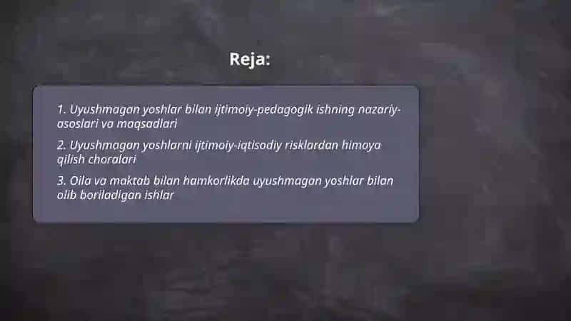 Uyushmagan yoshlar bilan olib boriladigon ijtimoiy-pedagogik ish 2