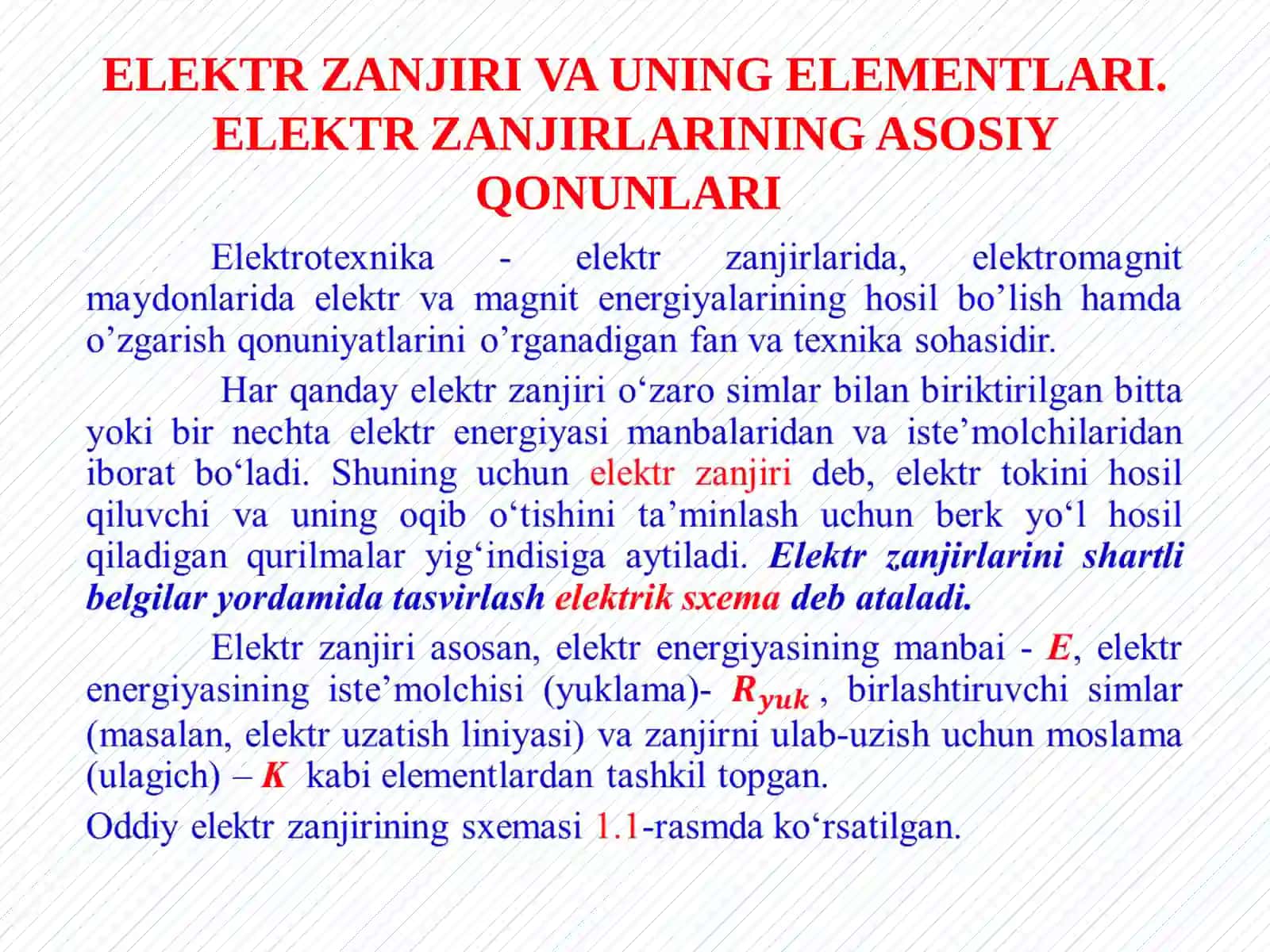ELEKTRZANJIRI VA UNING ELEMENTLARI 2