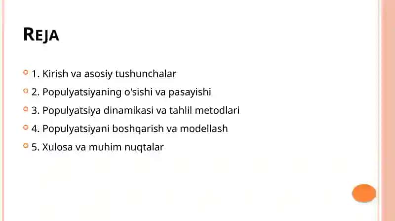 Populyasiya haqida talimot 2