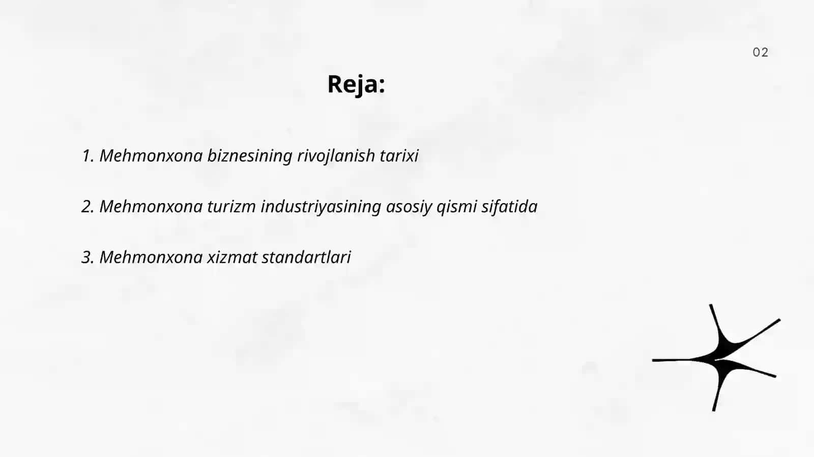 Mehmonxona xo'jaligini tashkil qilish va boshqarish 2