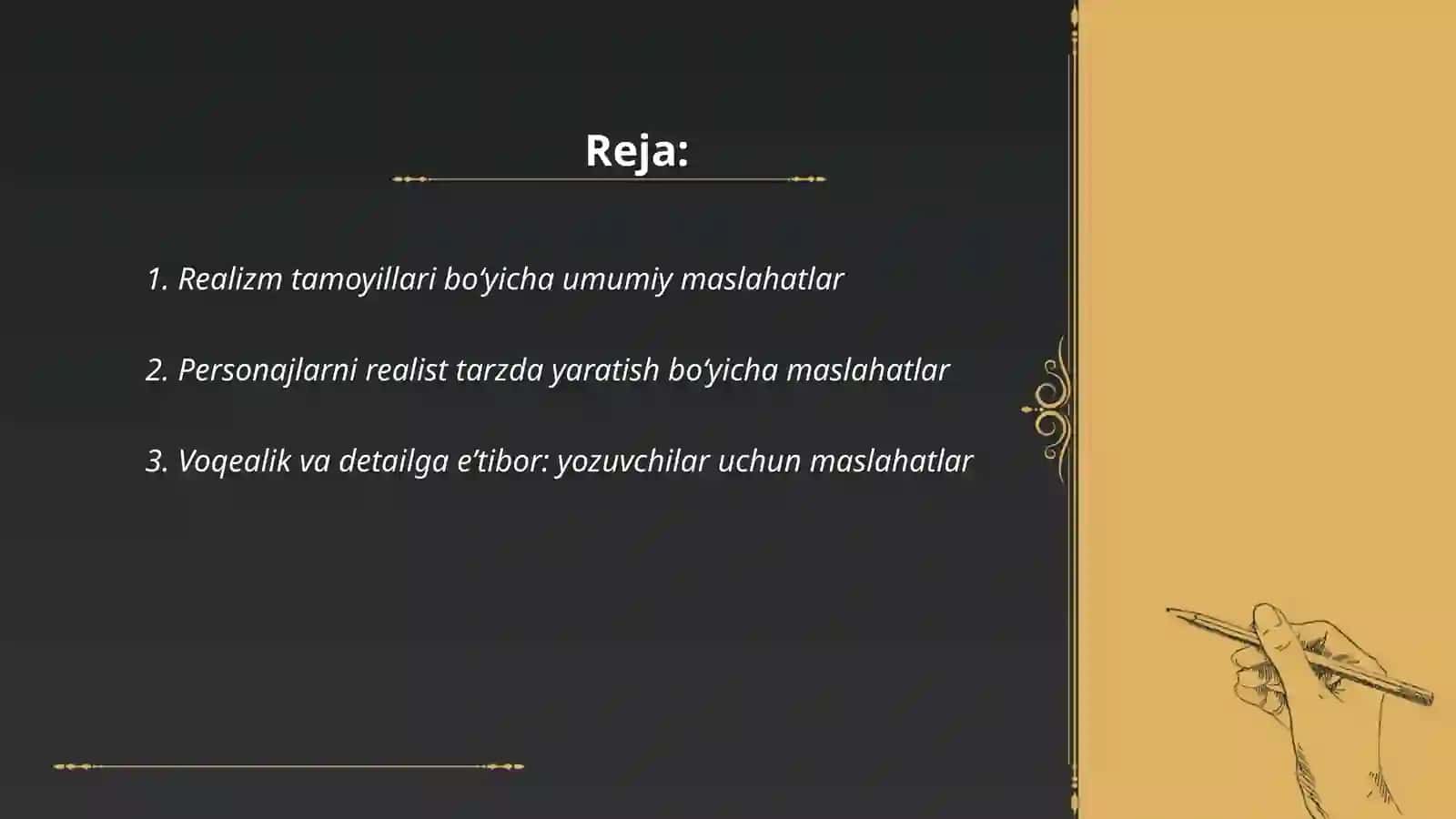 Realizm bo'yicha maslahat 2