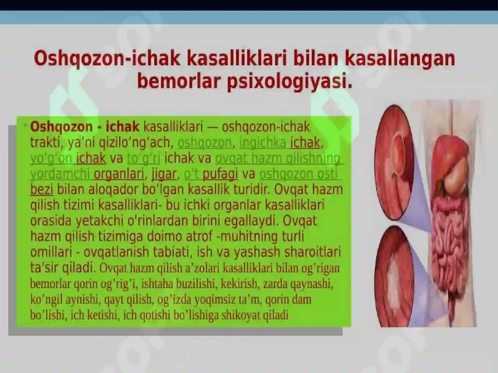 Oshqozon-ichak kasalliklari bilan og'rigan bemorlar psixologiyasi 2